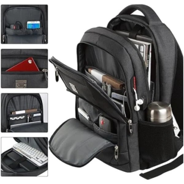 Rucsac laptop 18 inch nylon subtire durabil negru 22.86x33.02x50cm