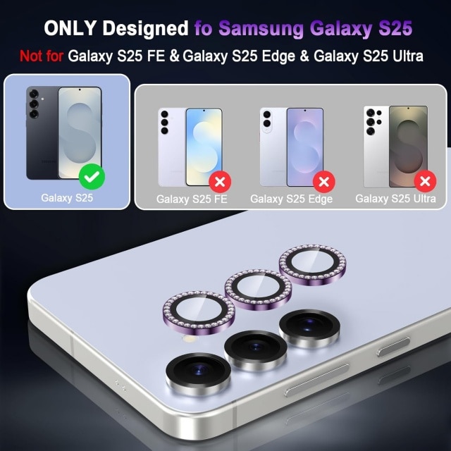 Set 4 folii protectie camera Galaxy S25, sticla 9H, aluminiu, transparent, ultra-subtire