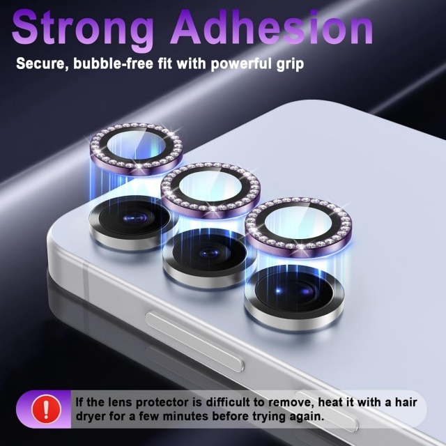 Set 4 folii protectie camera Galaxy S25, sticla 9H, aluminiu, transparent, ultra-subtire
