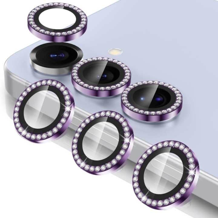 Set 4 folii protectie camera Galaxy S25, sticla 9H, aluminiu, transparent, ultra-subtire