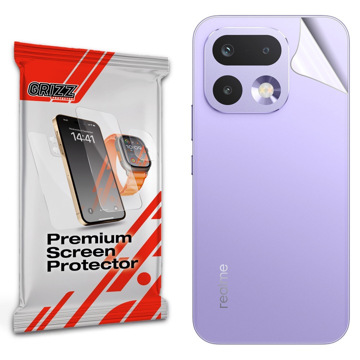 Folie protectie pentru spatele telefonului GrizzGlass SatinSkin compatibila cu Realme 16 Pro, Transparent