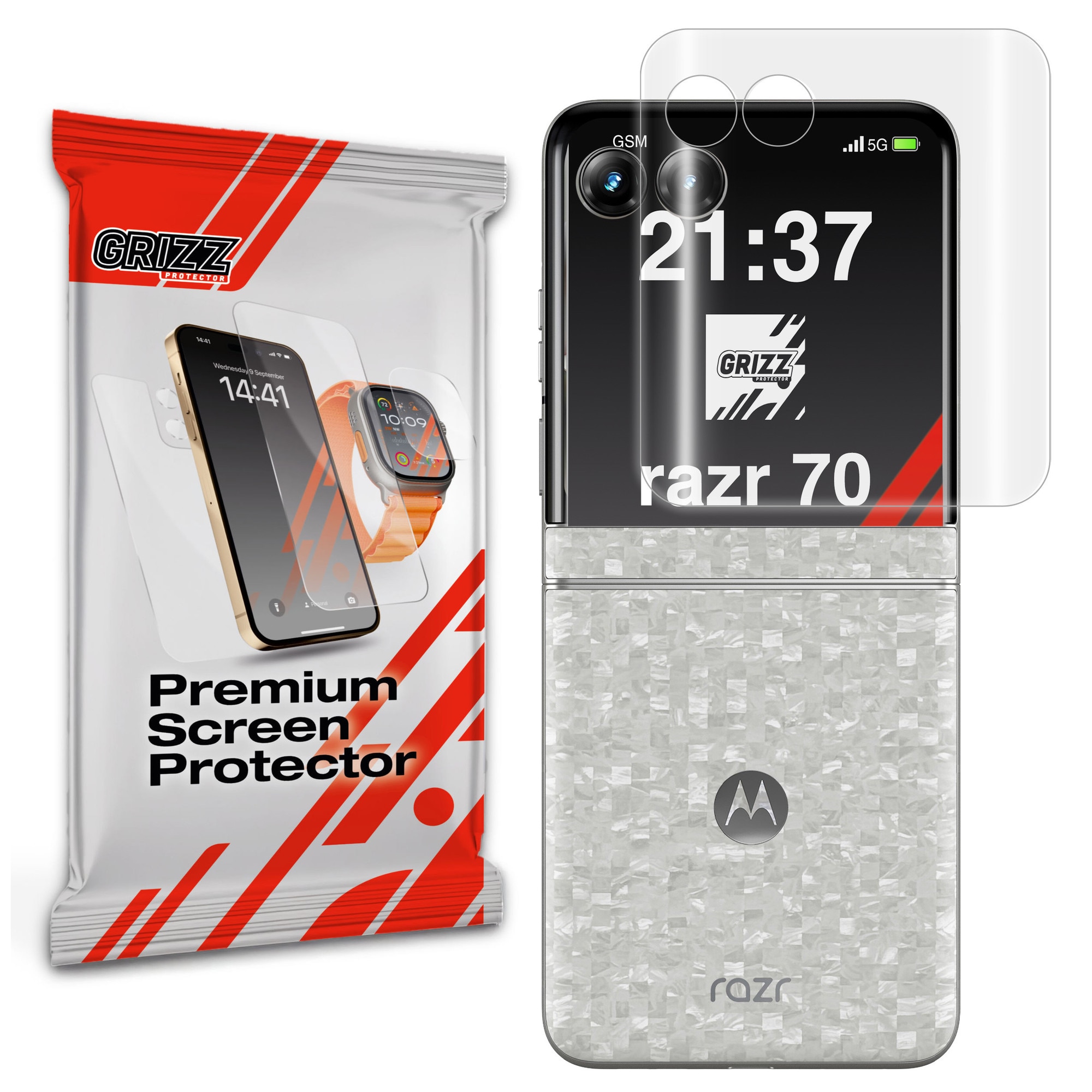 Folie protectie GrizzGlass Hydrofilm compatibila cu Motorola Razr 70, Transparent
