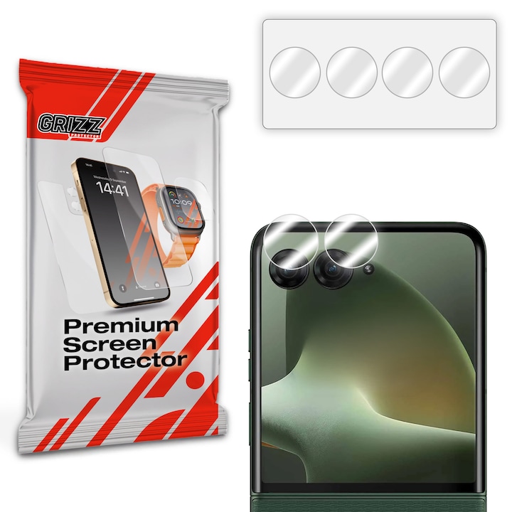 Set de 2 protectii camera foto GrizzGlass HybridGlass compatibile cu Motorola Razr 70 Plus, Transparent