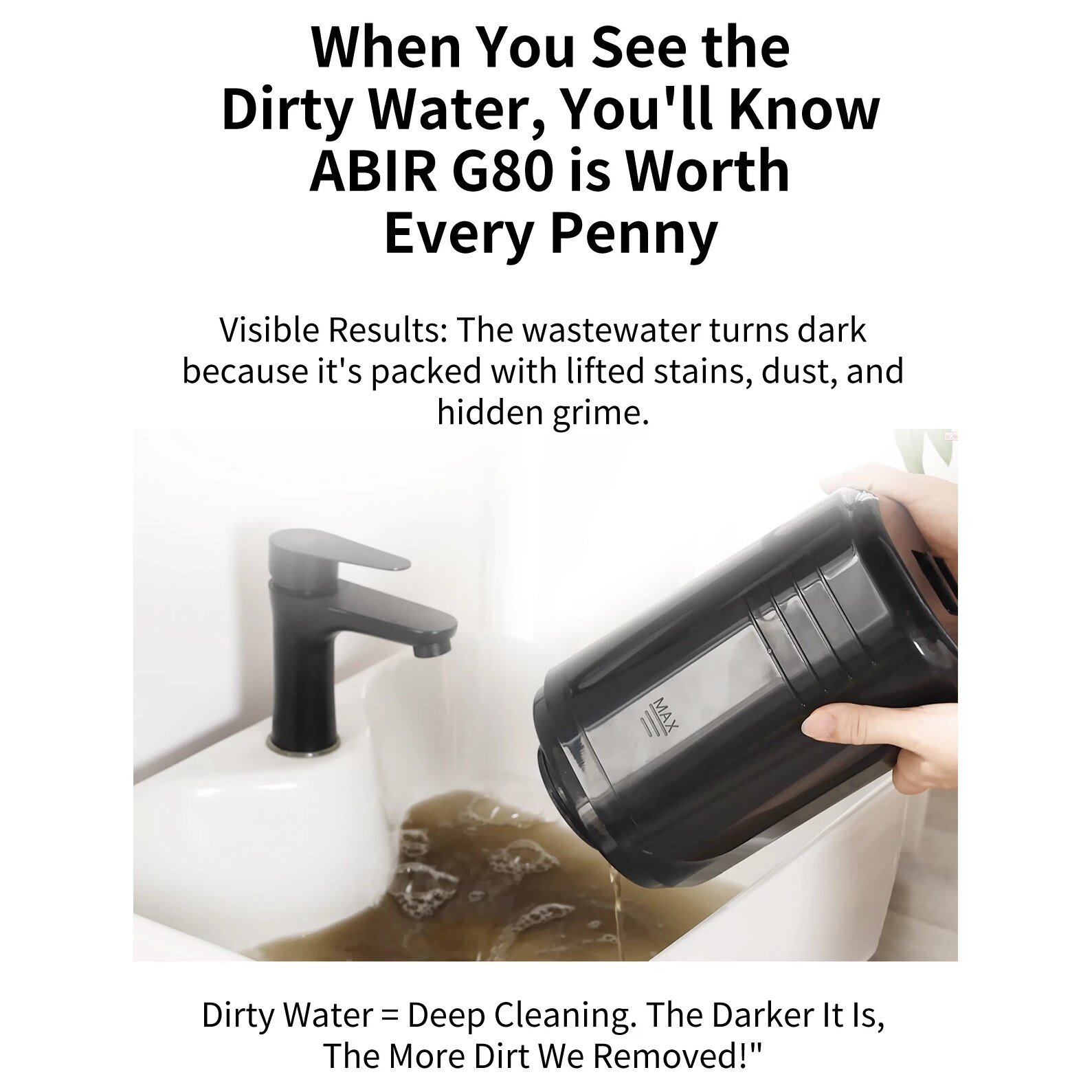 Aspirator portabil pentru covoare ABIR G80, putere de aspirare de 15 kPa pentru curatare in profunzime, rezervor de apa curata de 1800 ml, rezervor de apa uzata de 800 ml, capete de perie pentru diverse suprafete, 220-240V