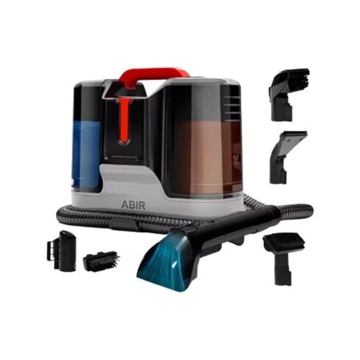 Aspirator portabil pentru covoare ABIR G80, putere de aspirare de 15 kPa pentru curatare in profunzime, rezervor de apa curata de 1800 ml, rezervor de apa uzata de 800 ml, capete de perie pentru diverse suprafete, 220-240V