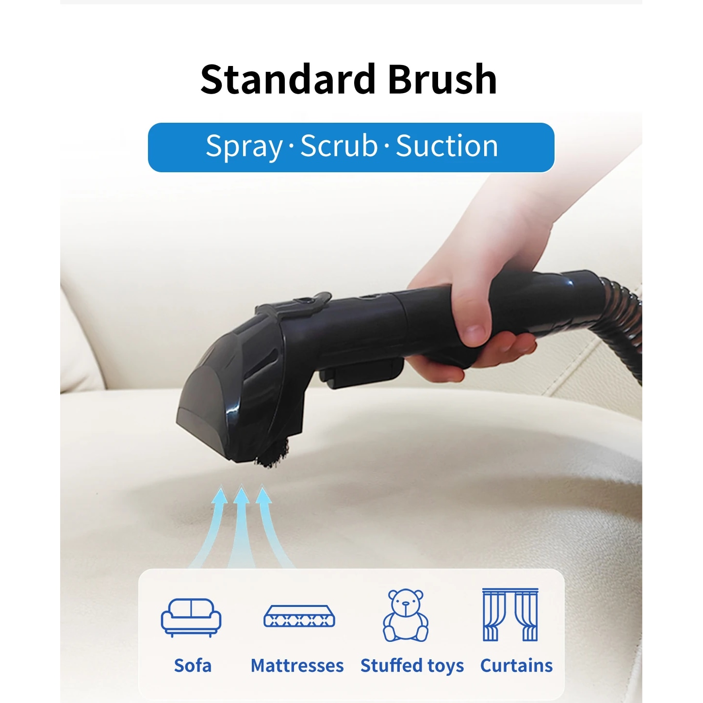 Aspirator portabil pentru covoare ABIR G80, putere de aspirare de 15 kPa pentru curatare in profunzime, rezervor de apa curata de 1800 ml, rezervor de apa uzata de 800 ml, capete de perie pentru diverse suprafete, 220-240V
