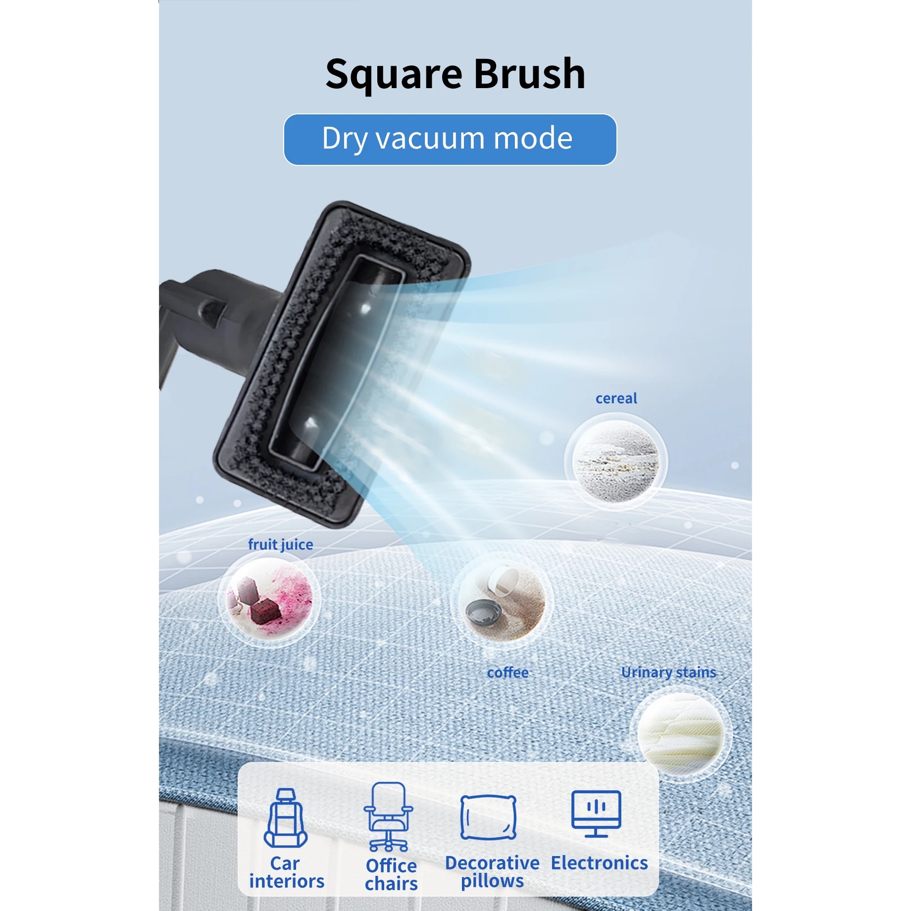 Aspirator portabil pentru covoare ABIR G80, putere de aspirare de 15 kPa pentru curatare in profunzime, rezervor de apa curata de 1800 ml, rezervor de apa uzata de 800 ml, capete de perie pentru diverse suprafete, 220-240V