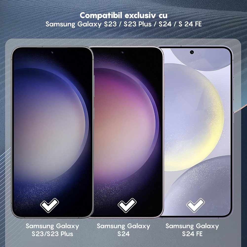 Set 2x Folie Sticla Camera compatibil cu Samsung Galaxy S24, CASEY STUDIOS™ MaxDefense+, Protectie Securizata, Duritate 9H, Full Cover, Anti Zgarieturi, Ultra HD, Protectie Profesionala Camere 3D, Anti Zgarieturi, Anti Socuri