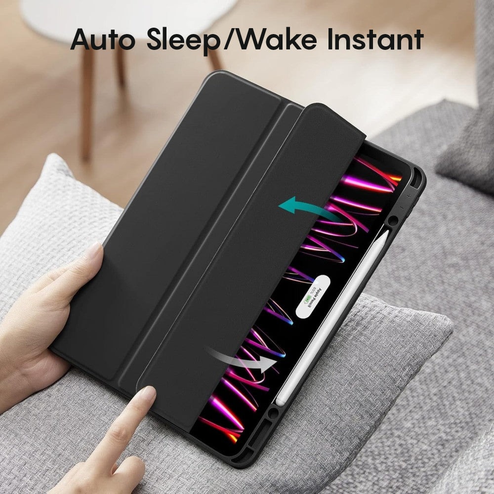 Husa Inteligenta compatibila cu Apple iPad Air 13 2025/2024/Pro 2022/2021/2020/2018 12.9", MagneticX, CASEY STUDIOS™, Unghiuri Ajustabile, Carcasa Flexibila, Suport Stylus Pen, Negru