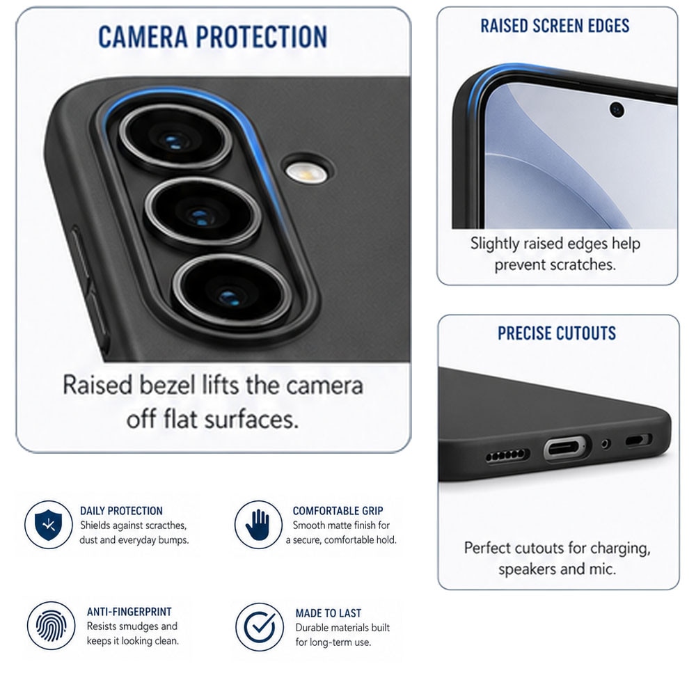 Intelli® Husa silicon + Folie de sticla Compatibila cu Xiaomi Redmi A7 Pro, Negru mat
