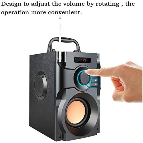 Boxa portabila Bluetooth cu subwoofer si sunet stereo, Boxa wireless cu bass puternic si telecomanda, Radio FM si suport card TF, pentru petreceri in aer liber si camping, negru