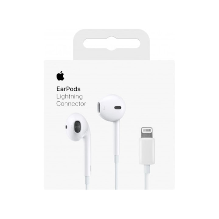 Casti In-Ear cu Fir Lightning Apple, Alb Cutie Originala