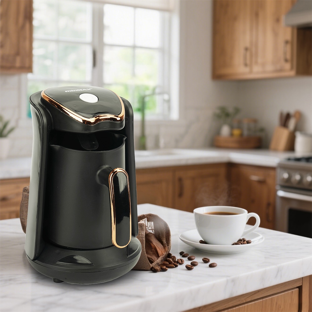 Cafetiera electrica, aparat cafea greceasca, 600W, 300ml pentru 4 cesti, anticurgere, maner ergonomic, pentru cafea greceasca, espresso si ceai.Convenabil si rentabil, usor de utilizat, rezistent la rugina si pete.material ABS, Priza EU. Negru