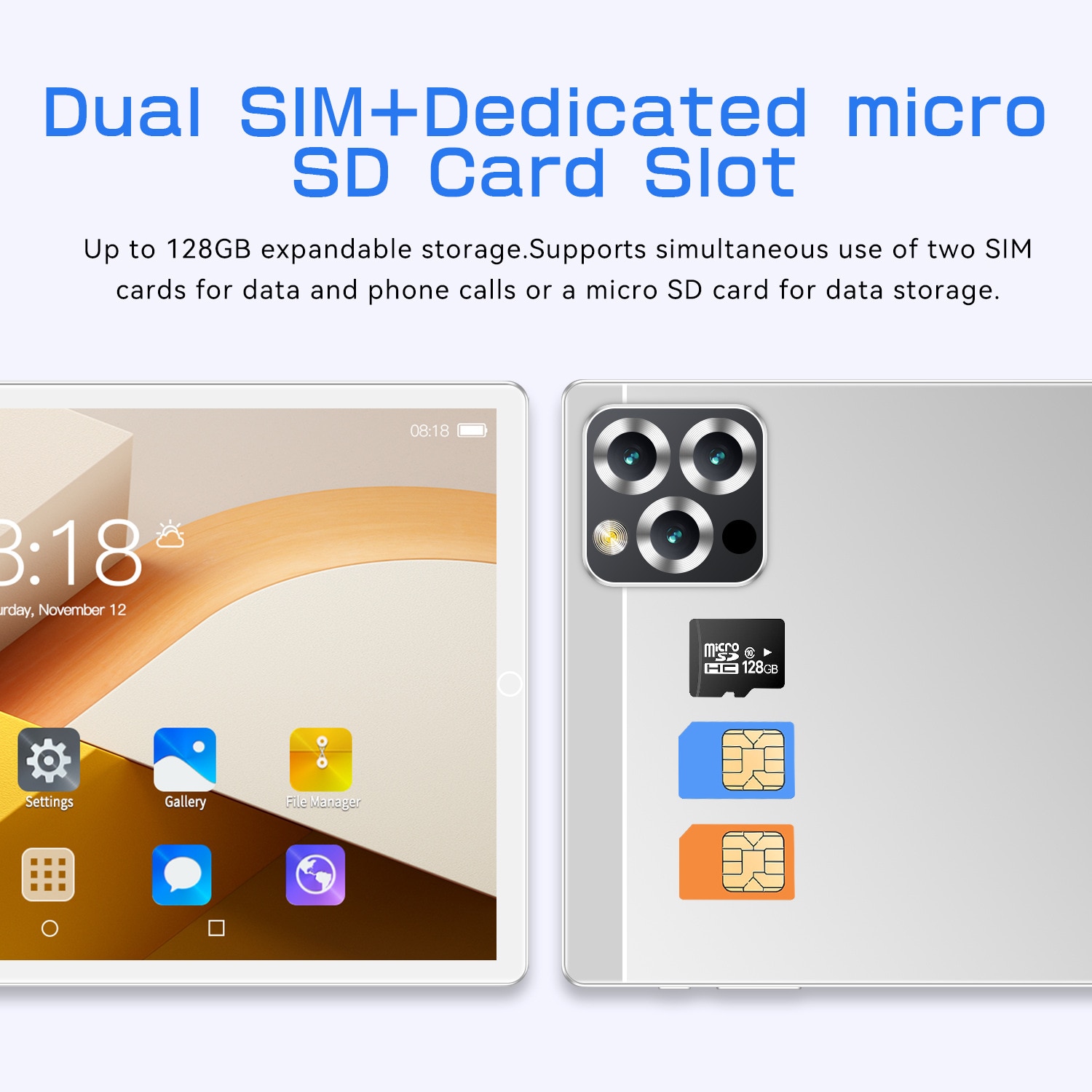 Tableta 5G de 10, 1 inch, 2 in 1 tableta si telefon