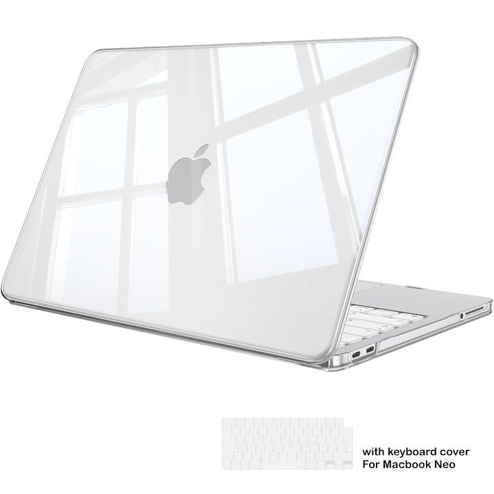 Carcasa iNext pentru MacBook Neo 13 inch 2026 Model A3404 cu cip A18 Pro, carcasa de protectie rezistenta la zgarieturi si capac pentru tastatura pentru Macbook Neo, transparenta