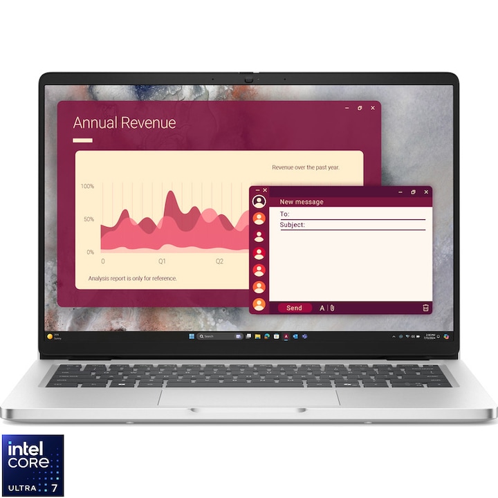 Laptop Dell Pro 14 PC14250, 14 inch 1920 x 1200, Intel 265U 12 C / 14 T, 2.1 GHz - 5.3 GHz, 12 MB cache, 15 W, 16 GB DDR5, 512 GB SSD, Intel Graphics, Windows 11 Pro