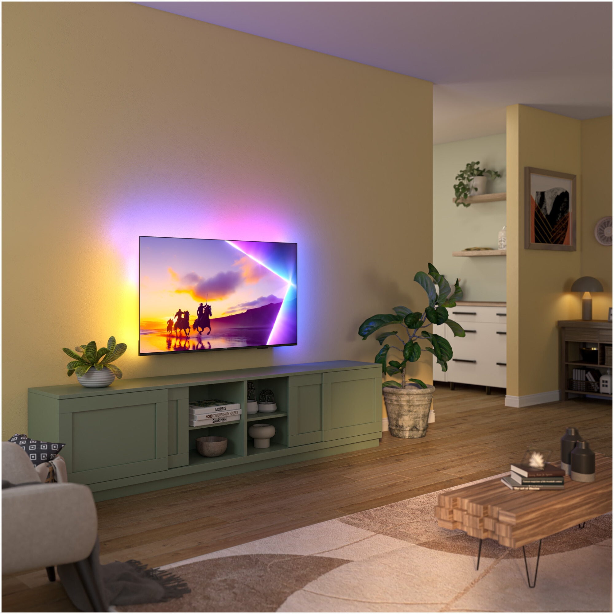 Televizor Philips AMBILIGHT tv QLED 85PUS8510, 215 cm, Smart TV, 4K Ultra HD, Clasa D