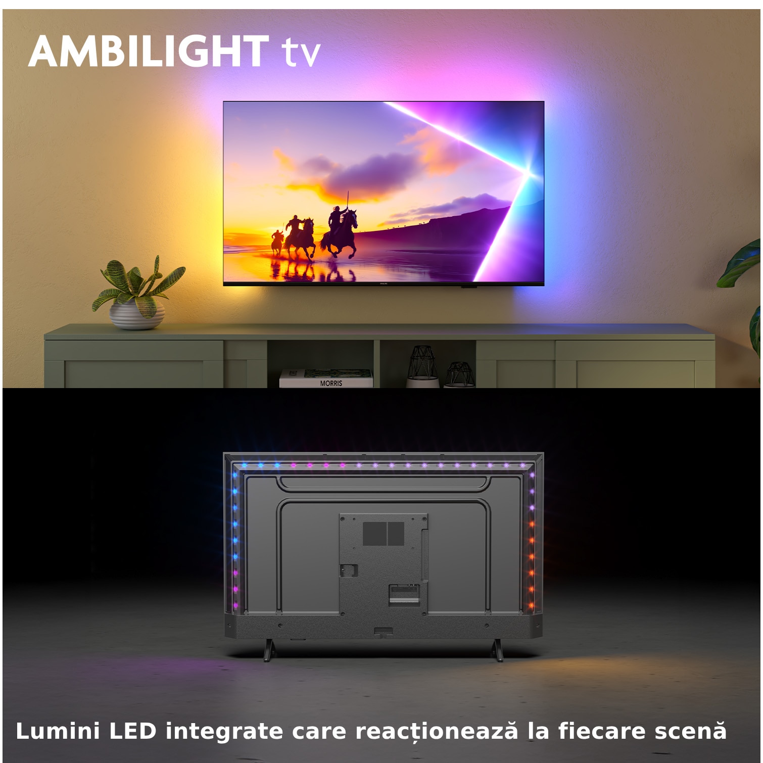 Televizor Philips AMBILIGHT tv QLED 85PUS8510, 215 cm, Smart TV, 4K Ultra HD, Clasa D