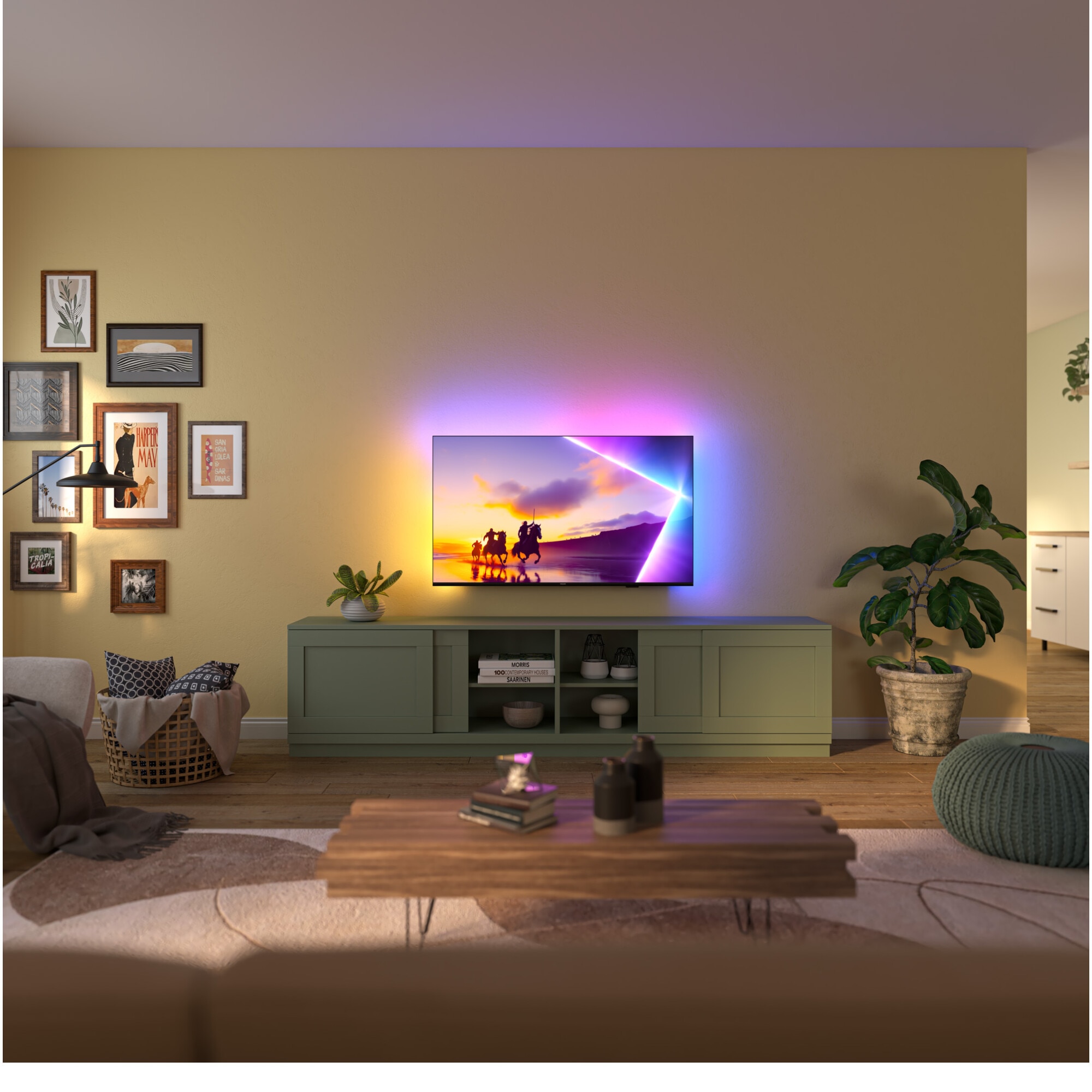 Televizor Philips AMBILIGHT tv QLED 85PUS8510, 215 cm, Smart TV, 4K Ultra HD, Clasa D