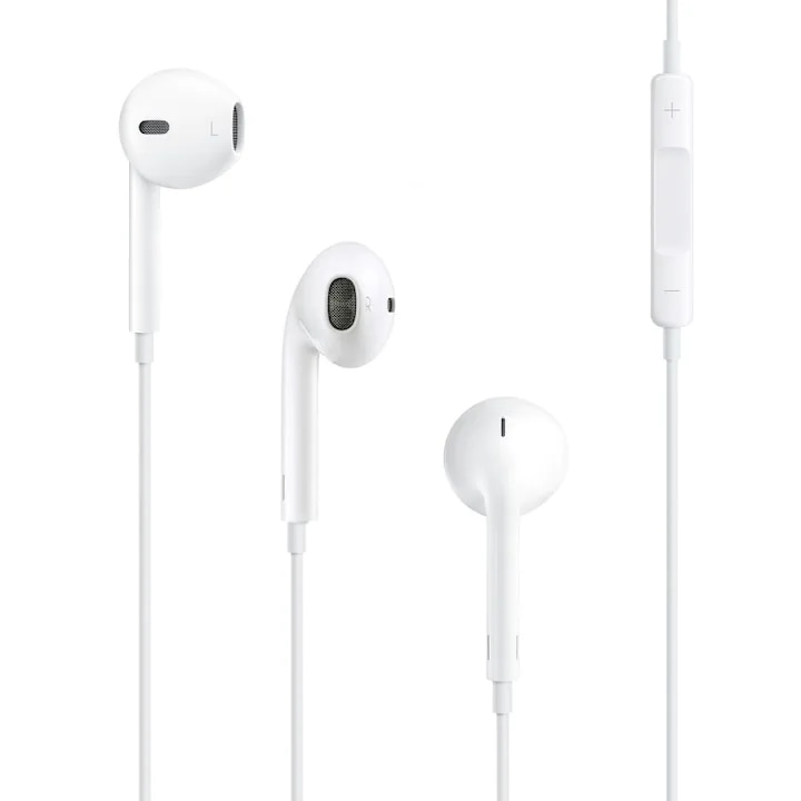 Casti cu Fir Premium cu Mufa Jack 3.5mm Bass Boost cu Sunet Clar si Volum Control pe Fir, Microfon Inclus compatibilitate Extinsa Samsung, Apple, Xiaomi, Huawei, Oppo, Alb Blister