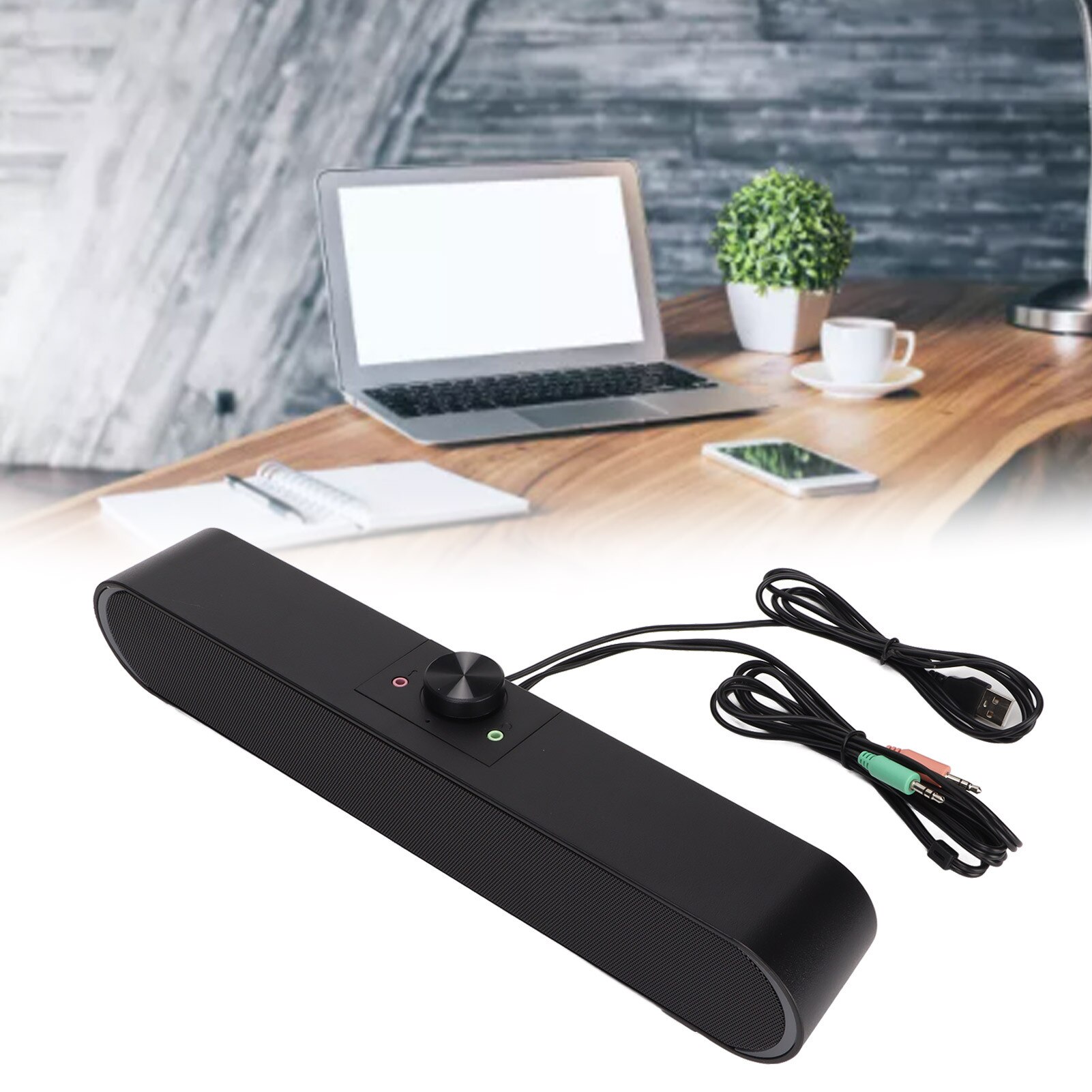 Bara de sunet Fokelyi cu subwoofer, USB, volum ajustabil, 30Hz-15KHz, 120dB, pentru laptopuri și smartphone-uri