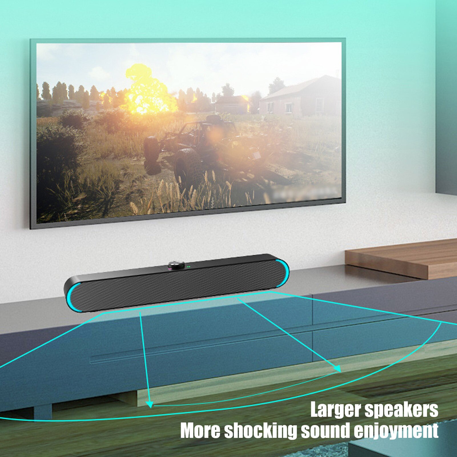 Bara de sunet Fokelyi cu subwoofer, USB, volum ajustabil, 30Hz-15KHz, 120dB, pentru laptopuri și smartphone-uri