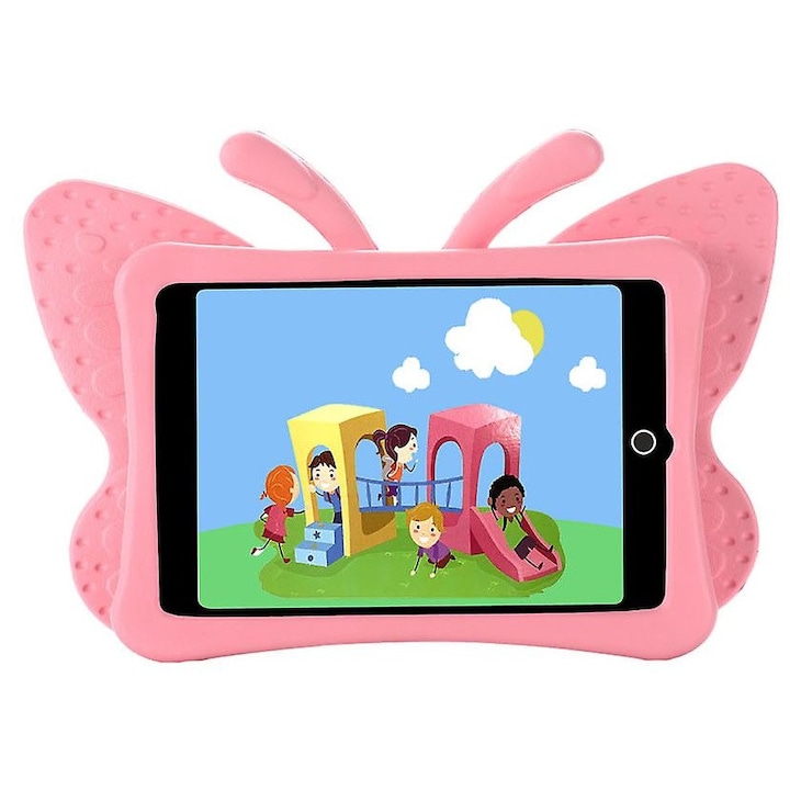 Husa De Protectie Pentru Tableta Pentru Copii, Ideas4Comfort®, Husa Tableta Burete, Model Fluture 3D Amuzant, Compatibila Samsung Tab A T290 2019, 8 Inch, 210x127 mm, Antisoc Rezistenta La Lovituri, Acces La Toate Porturile, Carcasa Vesela Copii, Roz