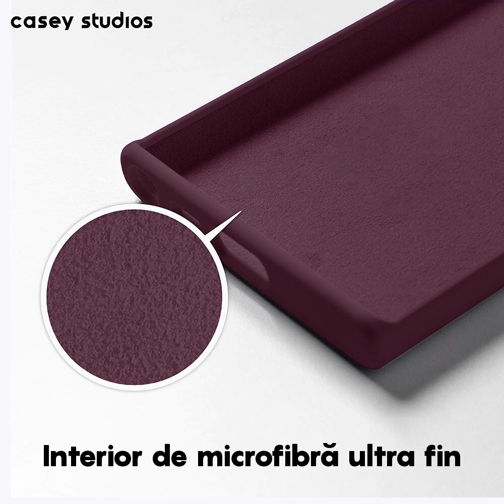 Husa CASEY STUDIOS™ compatibila cu Samsung Galaxy S23, Soft Silicone Premium, Microfibra in Interior, Rosu bordo, de Protectie, Ultra Slim, pentru Incarcare Wireless, Margini Ridicate pentru Protectia Ecranului si a Camerelor