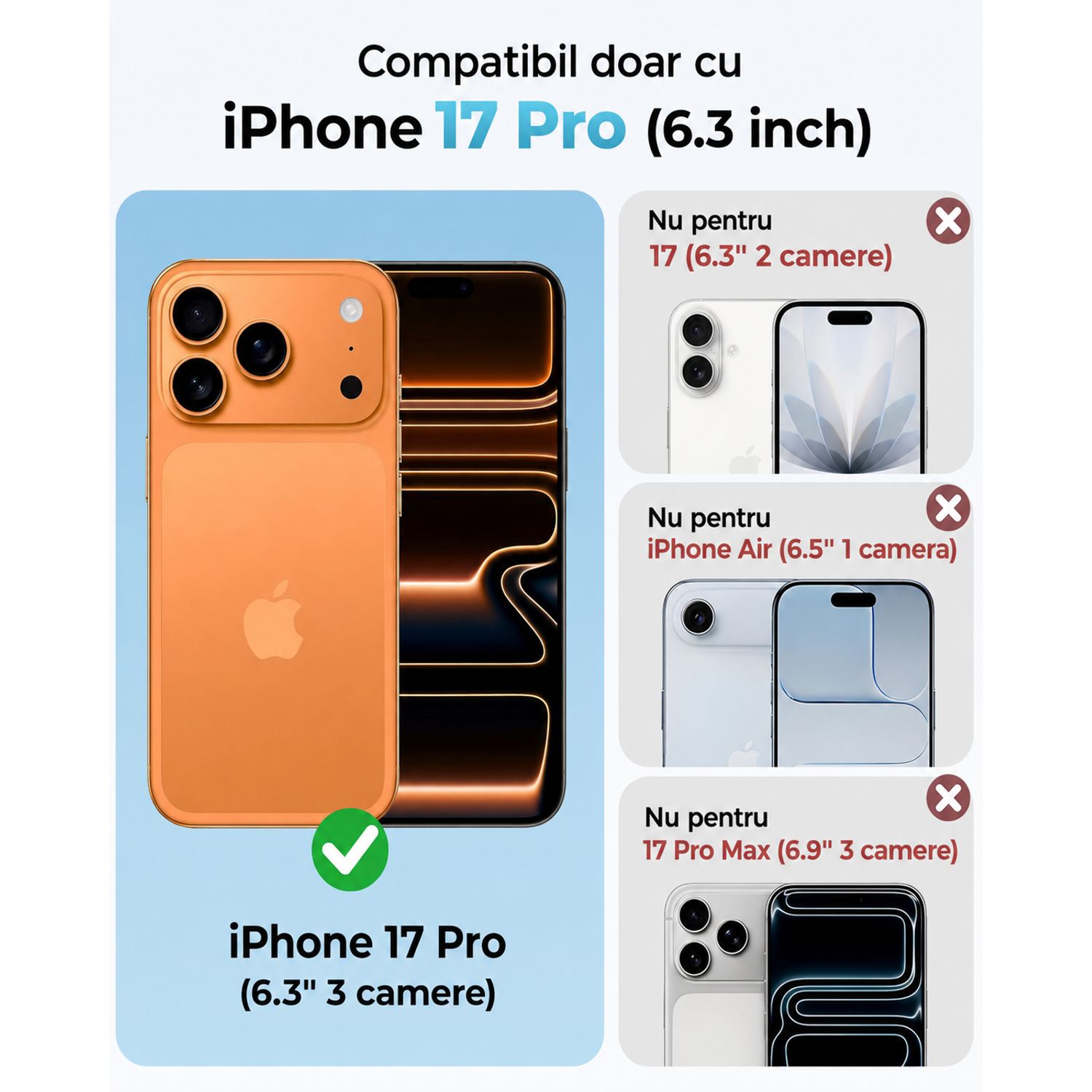 Husa pentru iPhone 17 Pro, Transparenta Crystal Clear, Protectie Militara Antisoc, Rezistenta la Ingalbenire, Bumper Ranforsat