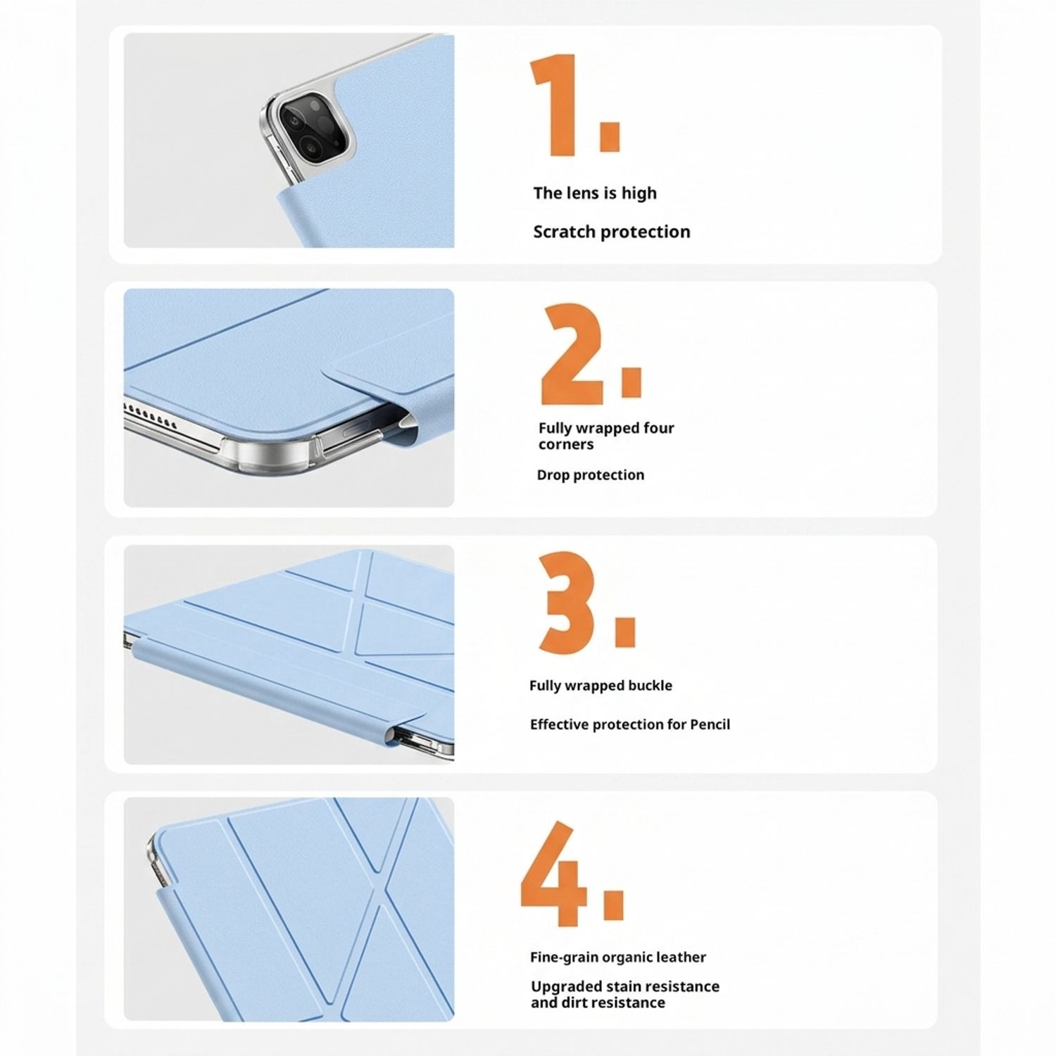 Husa Tableta 4 in 1 pentru iPad 11 2025 10.9 inch si iPad 10 2022 10.9 inch, Design Origami, Functie Wake-up/Sleep, Suport Ascuns pentru Creion, Protectie Colturi, Albastru