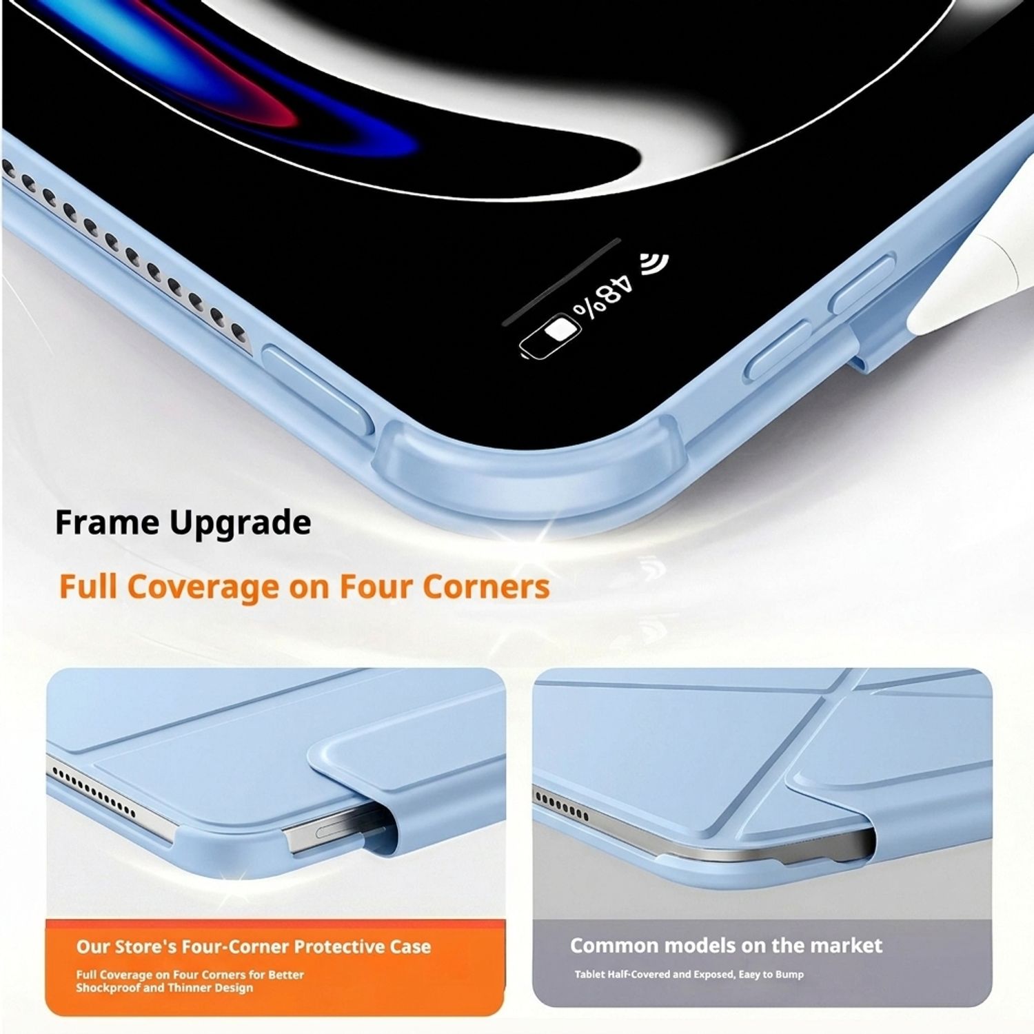 Husa Tableta 4 in 1 pentru iPad 11 2025 10.9 inch si iPad 10 2022 10.9 inch, Design Origami, Functie Wake-up/Sleep, Suport Ascuns pentru Creion, Protectie Colturi, Albastru