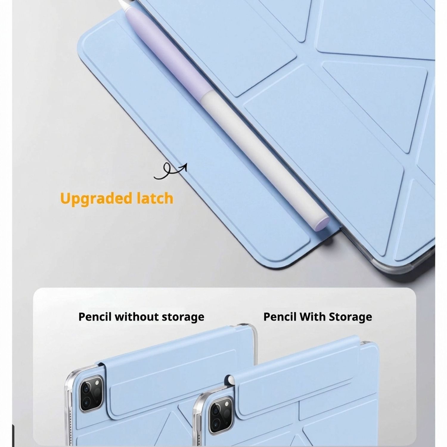 Husa Tableta 4 in 1 pentru iPad 11 2025 10.9 inch si iPad 10 2022 10.9 inch, Design Origami, Functie Wake-up/Sleep, Suport Ascuns pentru Creion, Protectie Colturi, Albastru