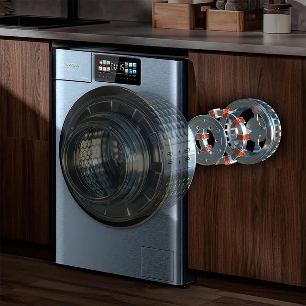 Masina de spalat rufe smart Cecotec, Bolero DressCode Autodose Direct Drive, clasa A, capacitate spalare 12 kg, motor Direct Drive Inverter, functie Auto-Dose, 14 programe prestabilite, Drum Clean Plus, program Smart Wash, Steam Max, Sanitise, titan