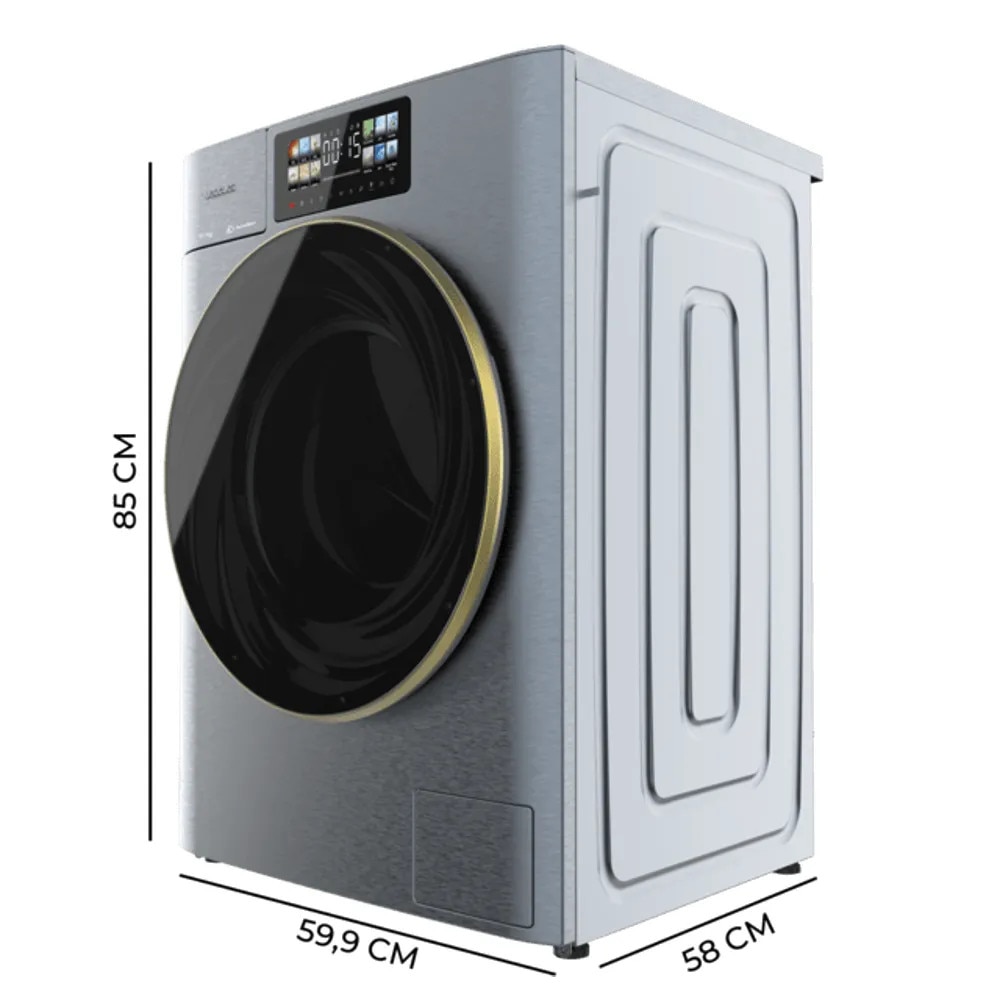 Masina de spalat rufe smart Cecotec, Bolero DressCode Autodose Direct Drive, clasa A, capacitate spalare 12 kg, motor Direct Drive Inverter, functie Auto-Dose, 14 programe prestabilite, Drum Clean Plus, program Smart Wash, Steam Max, Sanitise, titan