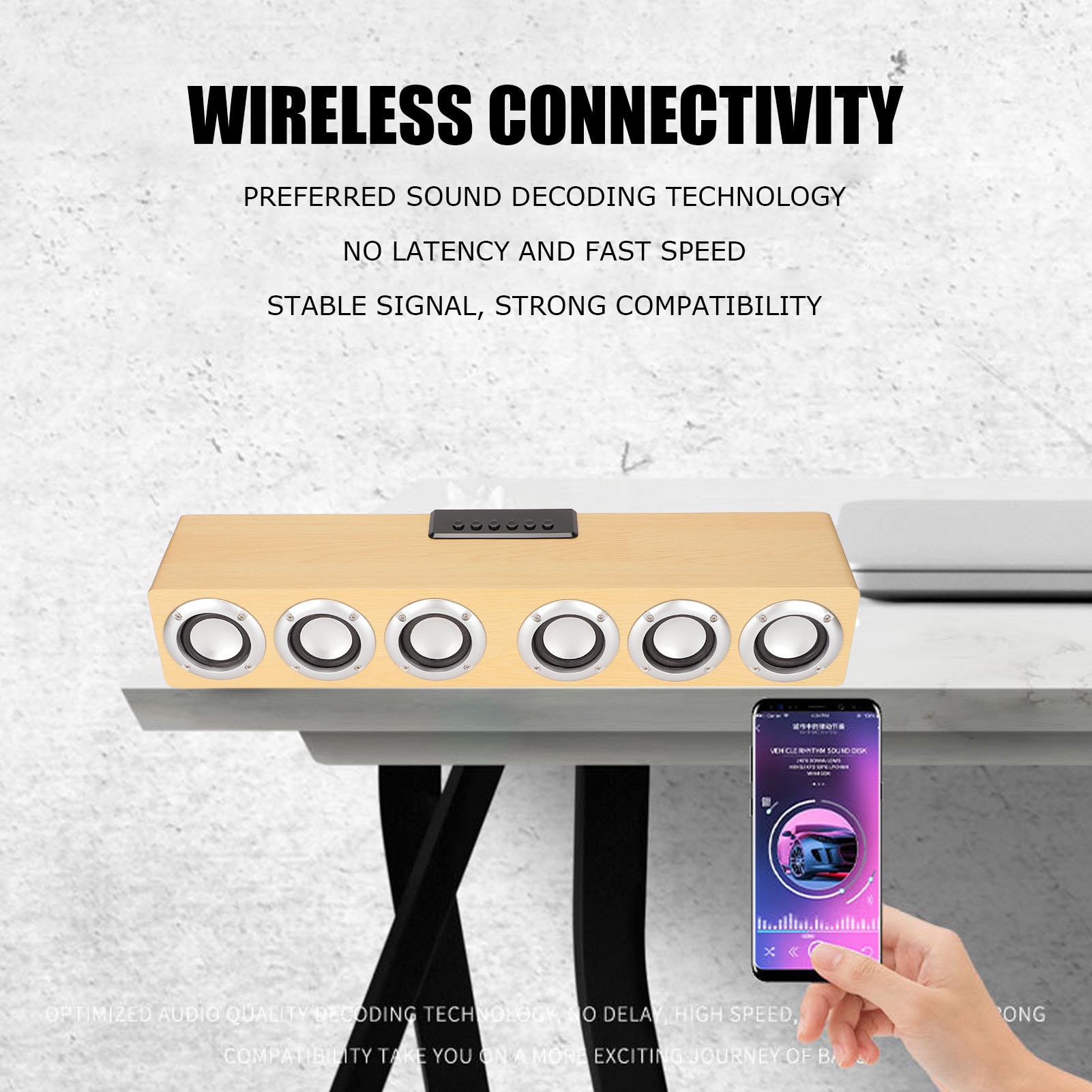Bara de sunet wireless Fokelyi, Bluetooth 5.0, bass puternic, 2400mAh, 90Hz-20KHz