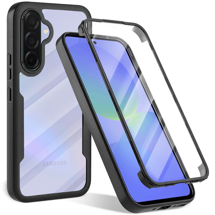 Husa pentru Samsung Galaxy A26 5G DaDen® ColorVerse 360, Antisoc, Protectie completa spate-ecran, Negru