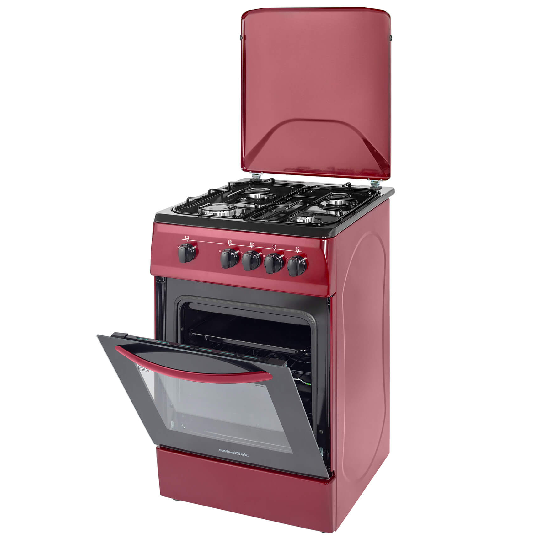 Aragaz NobeLTek NLT 1065BD/G1, Gaz, 50 cm, Rosu Bordeaux