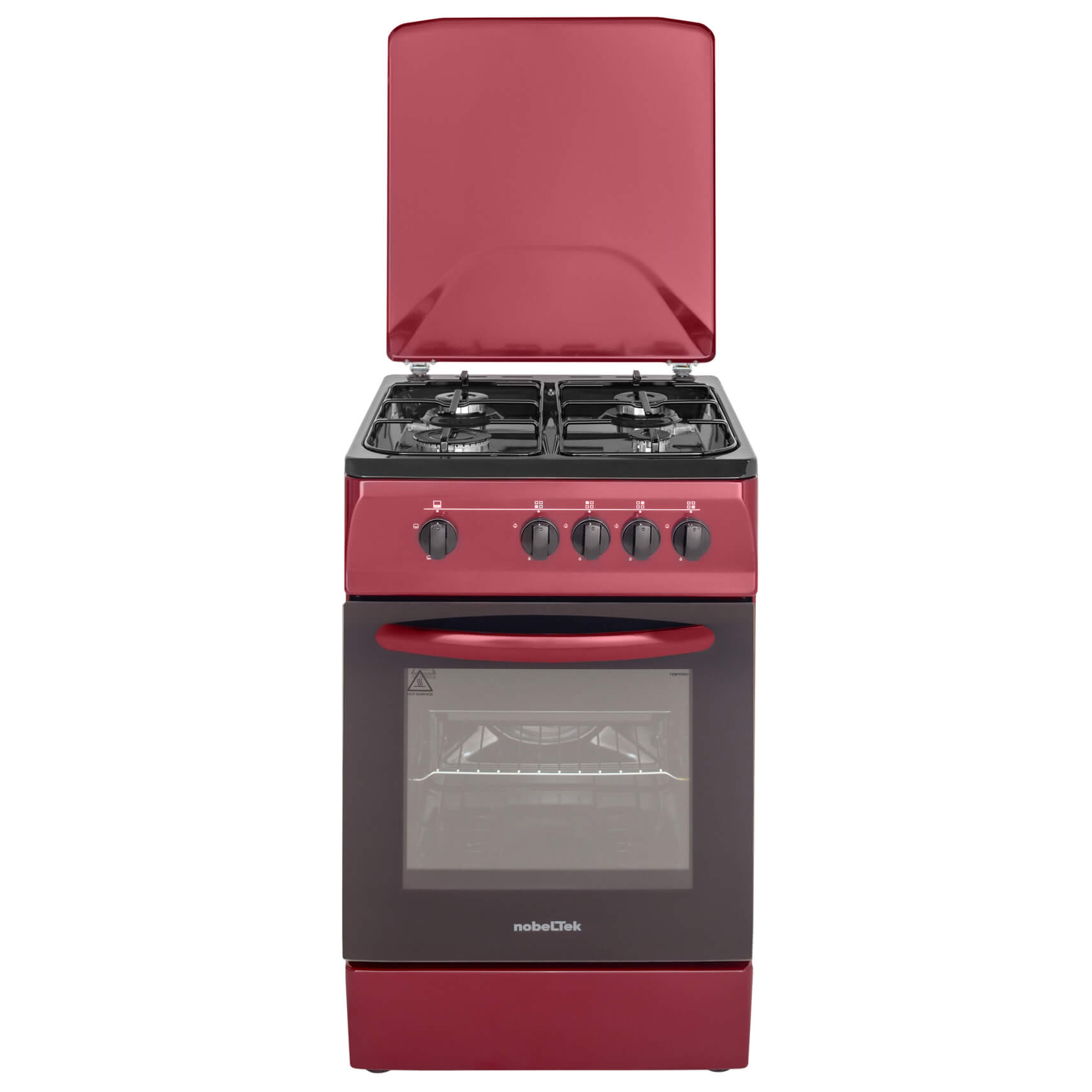 Aragaz NobeLTek NLT 1065BD/G1, Gaz, 50 cm, Rosu Bordeaux