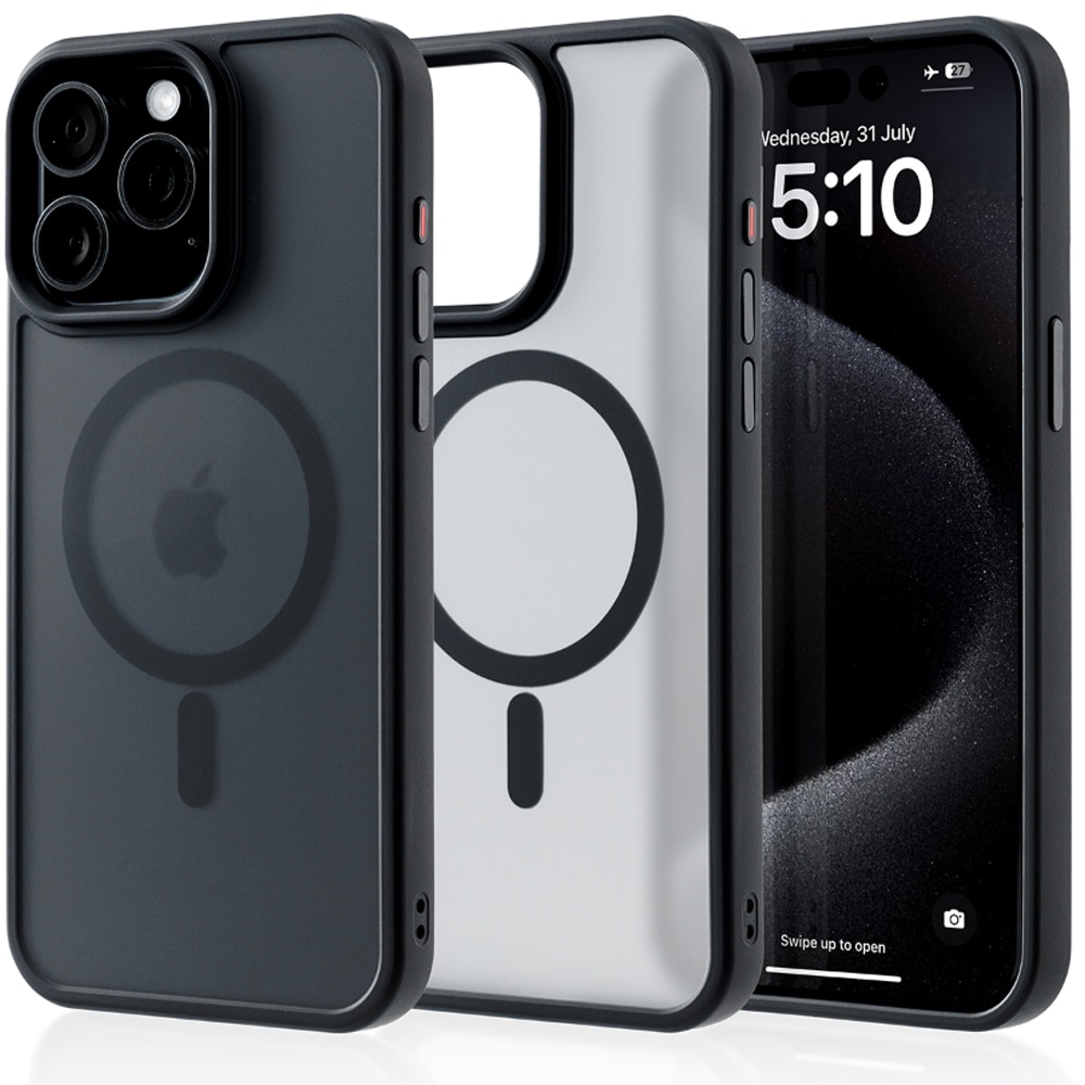 Husa compatibila cu Incarcare Magsafe compatibila cu iPhone 15 Pro Max, CASEY STUDIOS™, de Protectie, Slim, pentru Incarcare Wireless, Margini Ridicate de Protectia Ecranului si a Camerelor, Negru