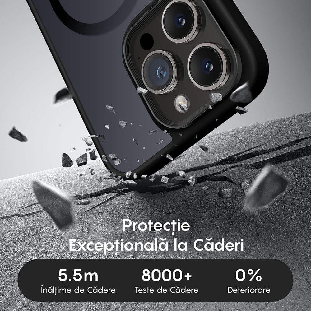 Husa compatibila cu Incarcare Magsafe compatibila cu iPhone 15 Pro Max, CASEY STUDIOS™, de Protectie, Slim, pentru Incarcare Wireless, Margini Ridicate de Protectia Ecranului si a Camerelor, Negru