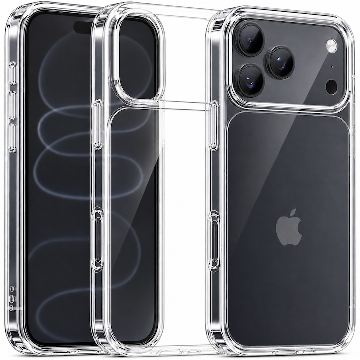 Husa pentru iPhone 17 Pro Max, Transparenta Crystal Clear, Protectie Militara Antisoc, Rezistenta la Ingalbenire, Bumper Ranforsat