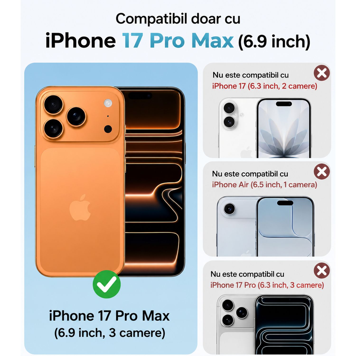 Husa pentru iPhone 17 Pro Max, Transparenta Crystal Clear, Protectie Militara Antisoc, Rezistenta la Ingalbenire, Bumper Ranforsat