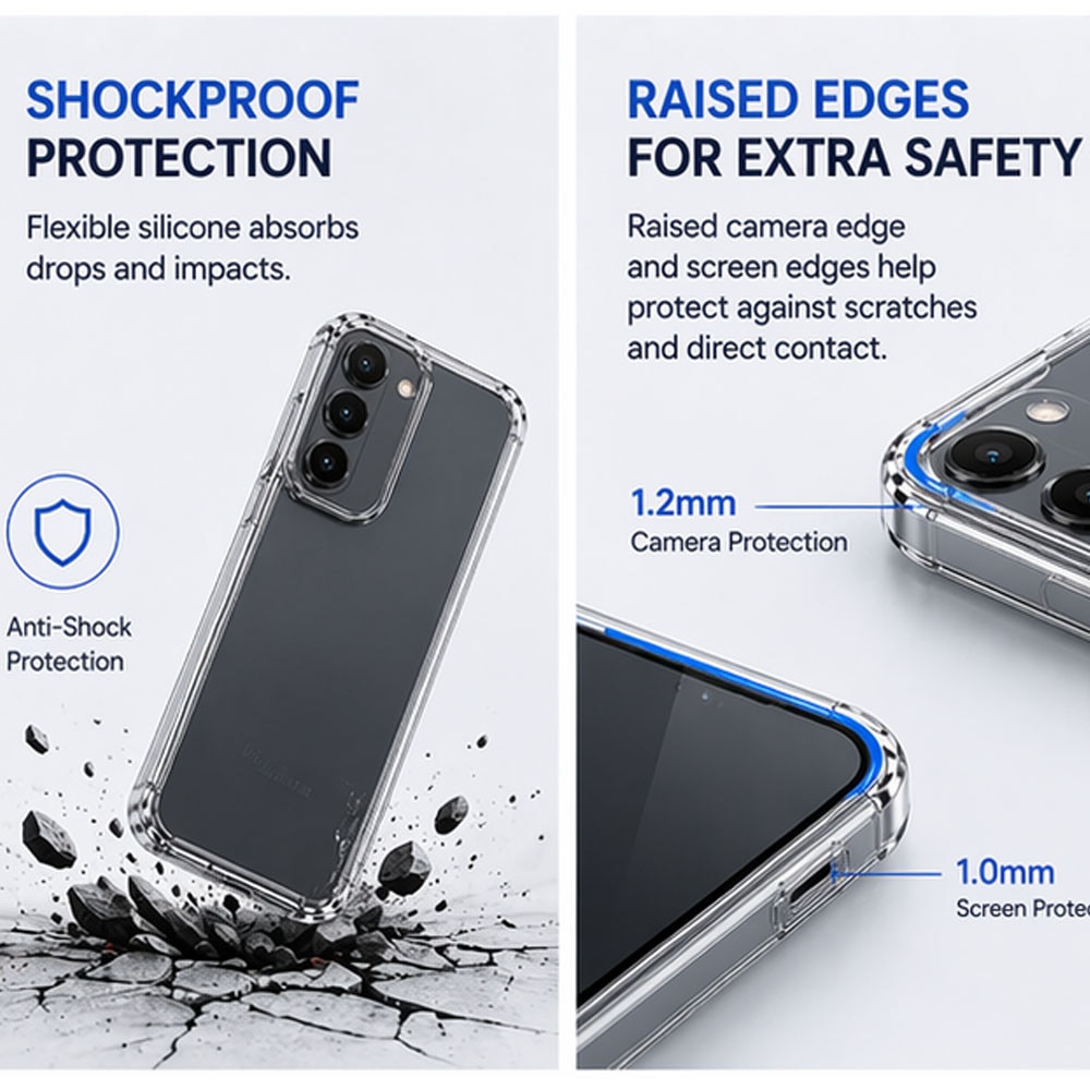 BestCase® Husa Clear Silicon Compatibila cu Samsung Galaxy S26, Anti soc, Protectie camera, Transparent