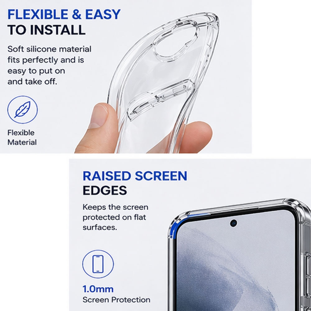 BestCase® Husa Clear Silicon Compatibila cu Samsung Galaxy S26, Anti soc, Protectie camera, Transparent