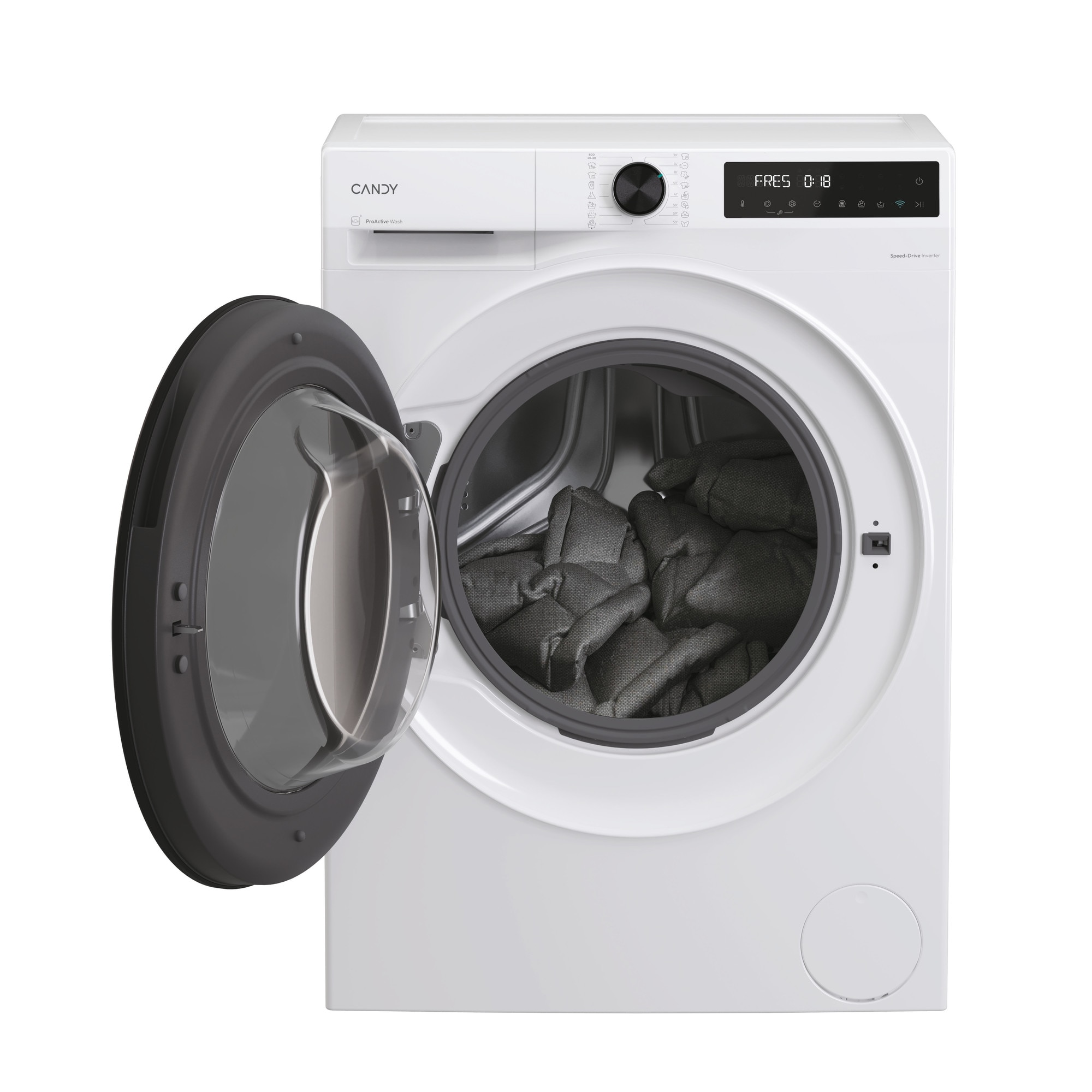 Masina de spalat rufe Slim CANDY BP 49SBL8-S, clasa energetica A-20%, 9 kg, 1400 rpm, Motor Inverter, ProActive Wash, conectivitate WiFi/ hOn app, XL Soft Drum, Clean Shield, alba