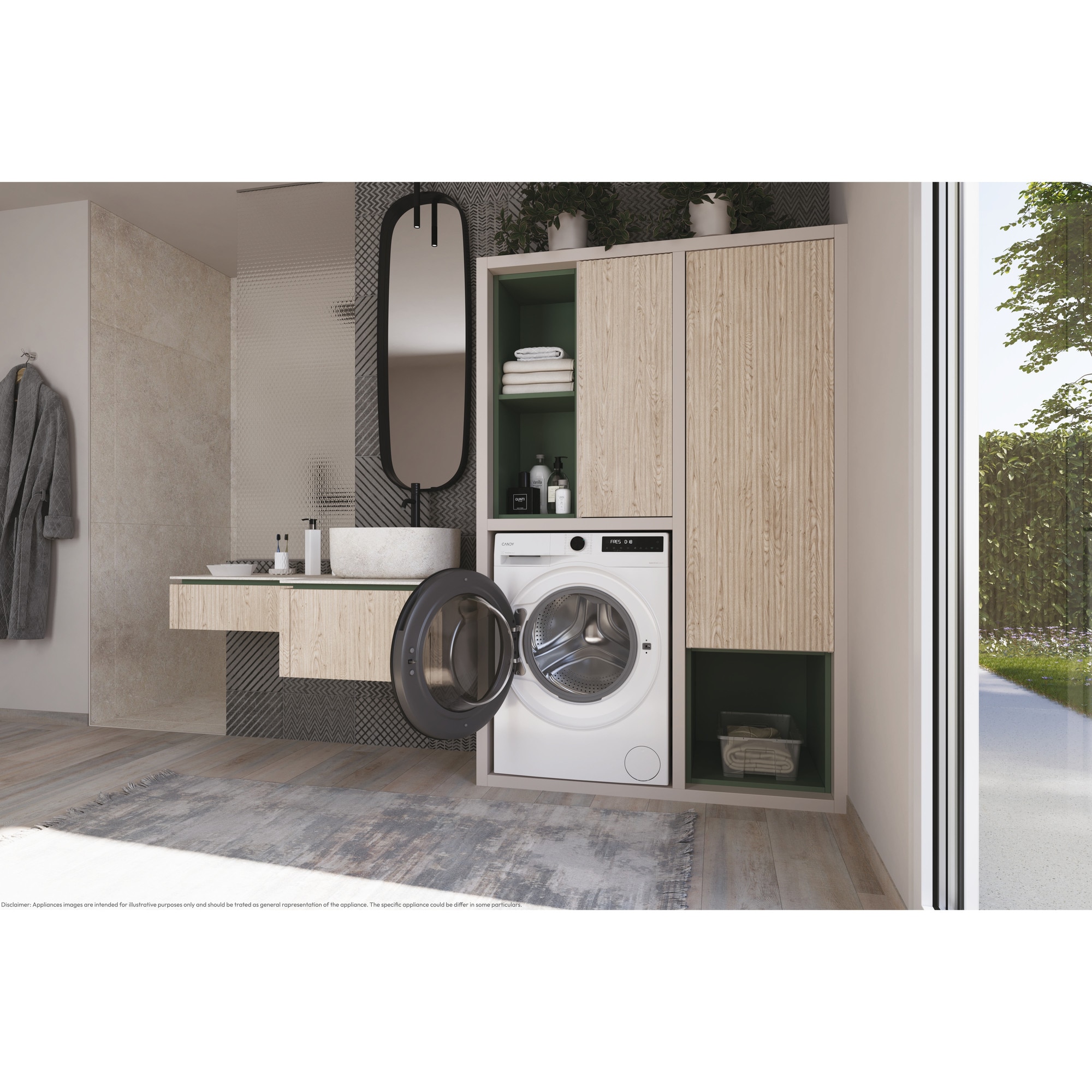 Masina de spalat rufe Slim CANDY BP 49SBL8-S, clasa energetica A-20%, 9 kg, 1400 rpm, Motor Inverter, ProActive Wash, conectivitate WiFi/ hOn app, XL Soft Drum, Clean Shield, alba