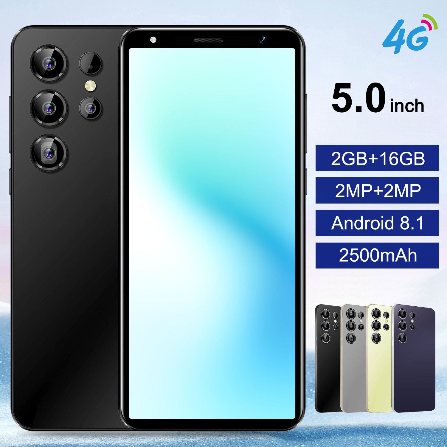 Telefon mobil 5.0 inch, 2GB RAM 16GB ROM, Android 8.1, Dual SIM, Negru