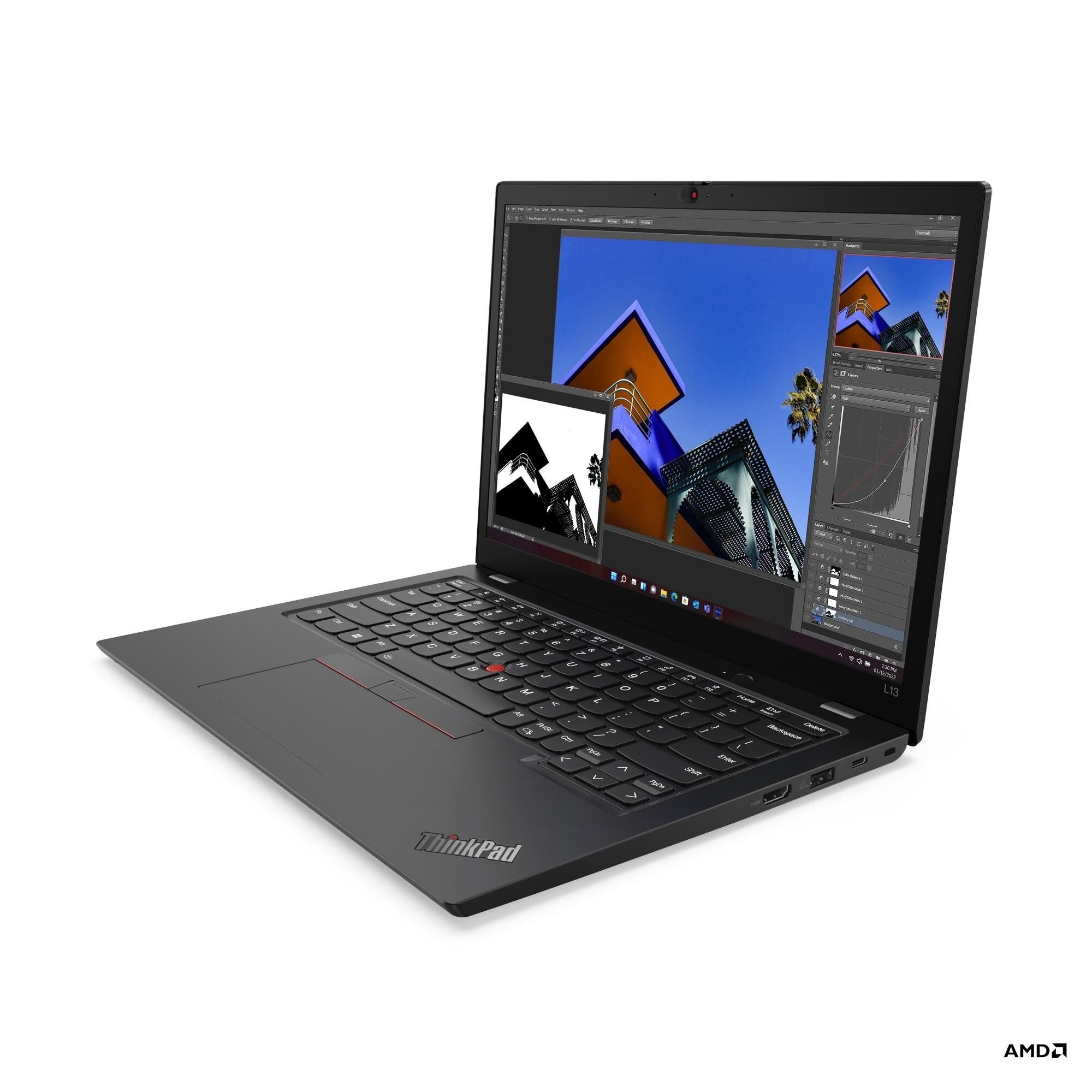 Laptop Lenovo ThinkPad L13 21FN0007IX, 13.3 inch 1920 x 1200, AMD Ryzen 5 7530U 6 C / 12 T, 2.0 GHz - 4.5 GHz, 3 MB 16 MB cache, 16 GB DDR4, 512 GB SSD, AMD Radeon Graphics, Windows 11 Pro, Negru