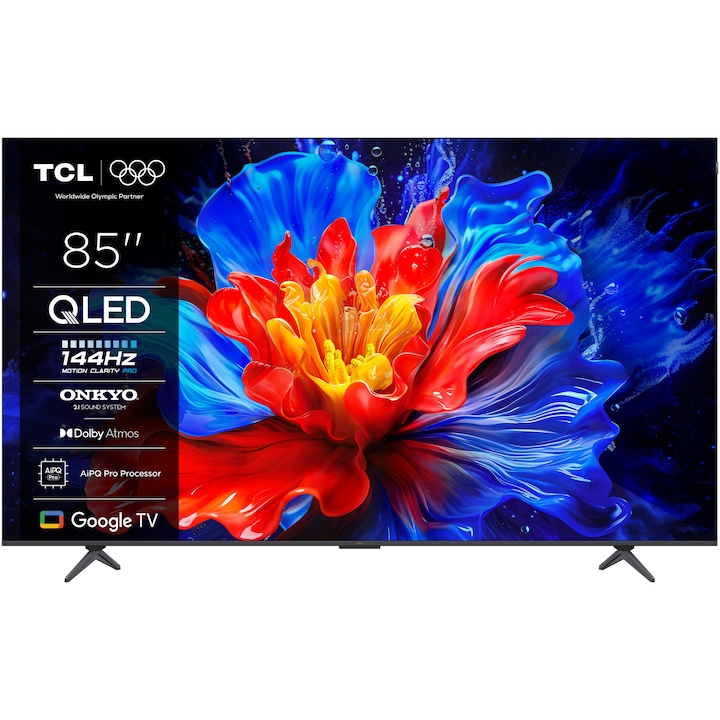 Televizor TCL QLED 85P8K, 214 cm, Smart Google TV, 4K Ultra HD, 100Hz, Clasa F