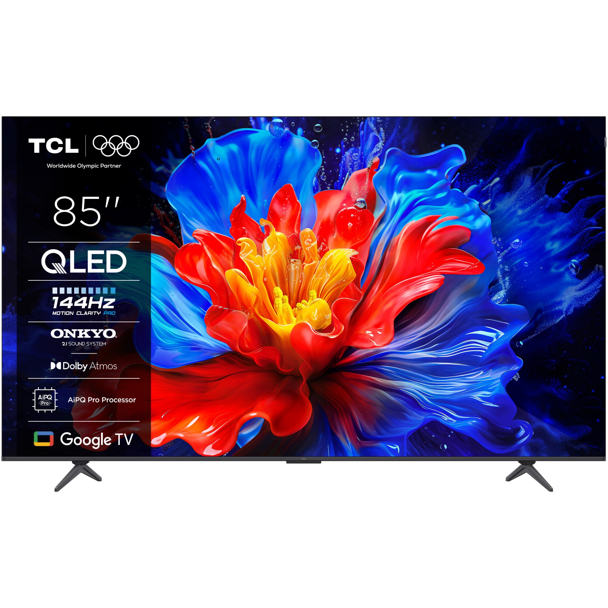Televizor TCL QLED 85P8K, 214 cm, Smart Google TV, 4K Ultra HD, 100Hz, Clasa F